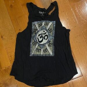 Lucky Brand Black Om Symbol Tank Top